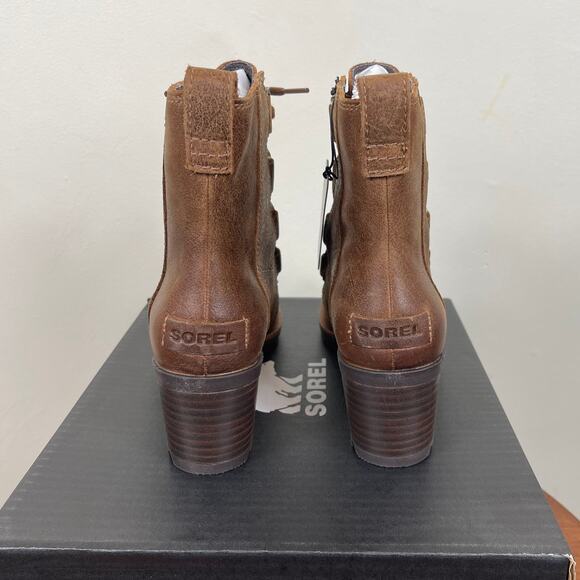 New Sorel Cate Lace Up Boots in Velvet Tan Leather Women's Size 5 - Picture 6 of 8